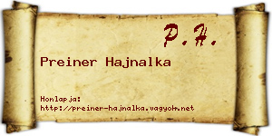 Preiner Hajnalka névjegykártya